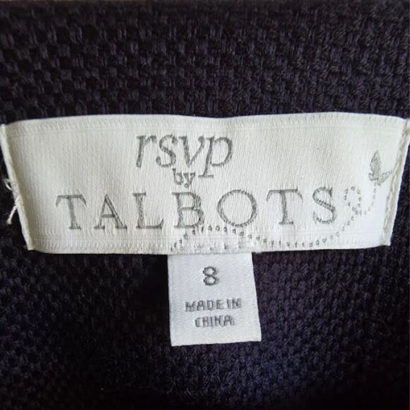 Talbots Blazer Navy Open Bead 3/4 Sleeve Old Money Cottagecore Nautical Preppy 8 - Picture 7 of 10